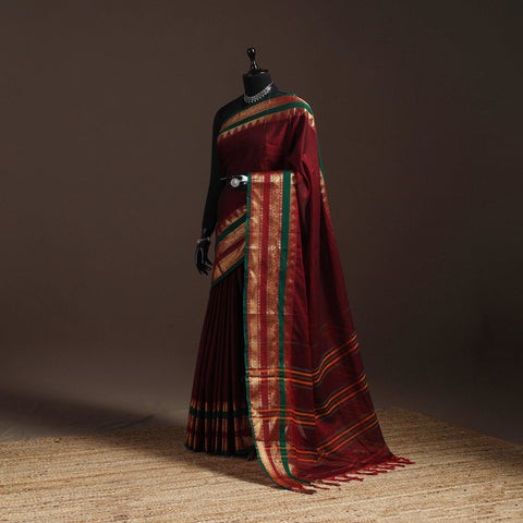 Dharwad cotton saree with border 17 - handcrafted