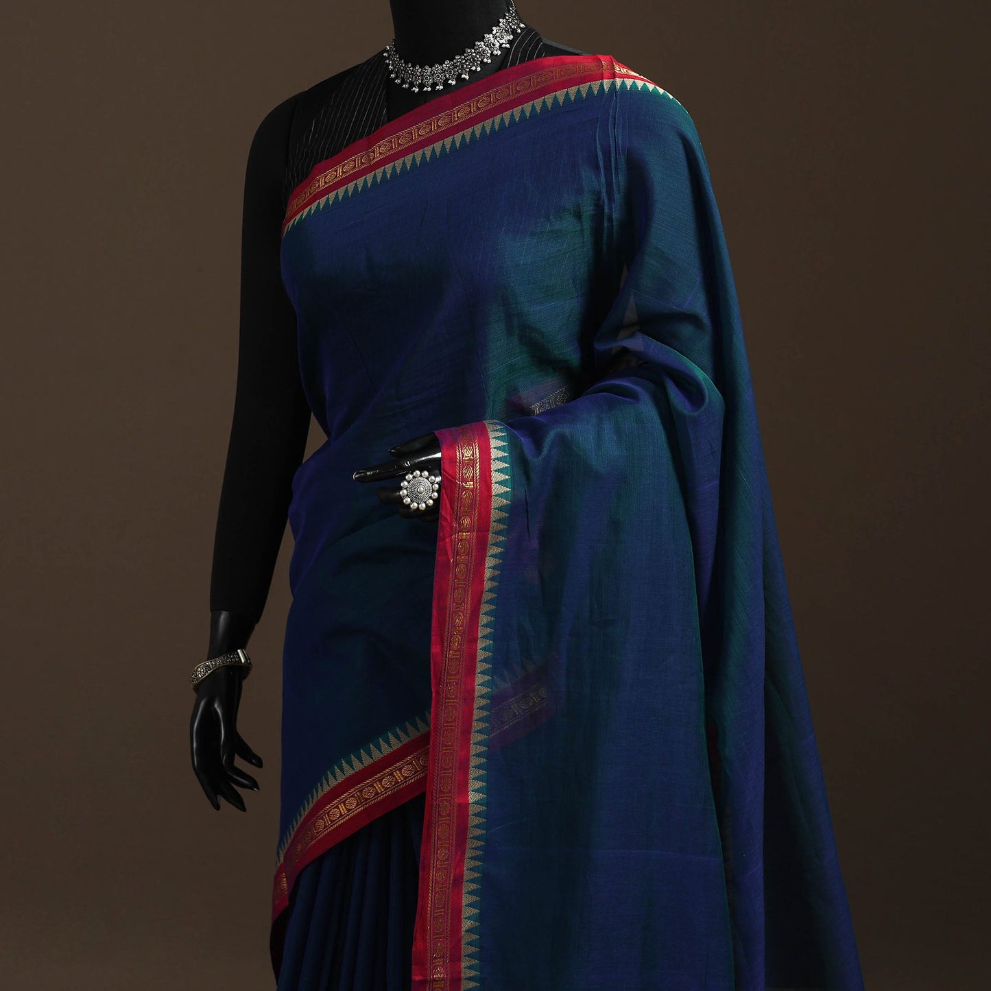 Dharwad cotton saree with border 17 - handcrafted