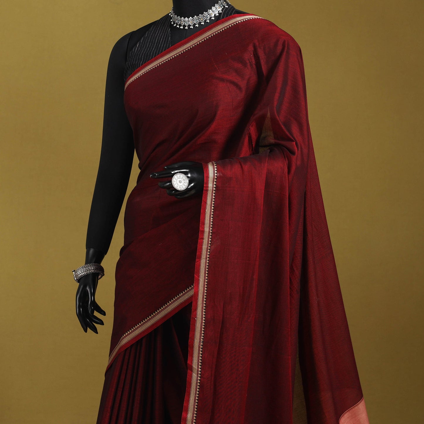 Dharwad cotton saree with border 19 - handcrafted