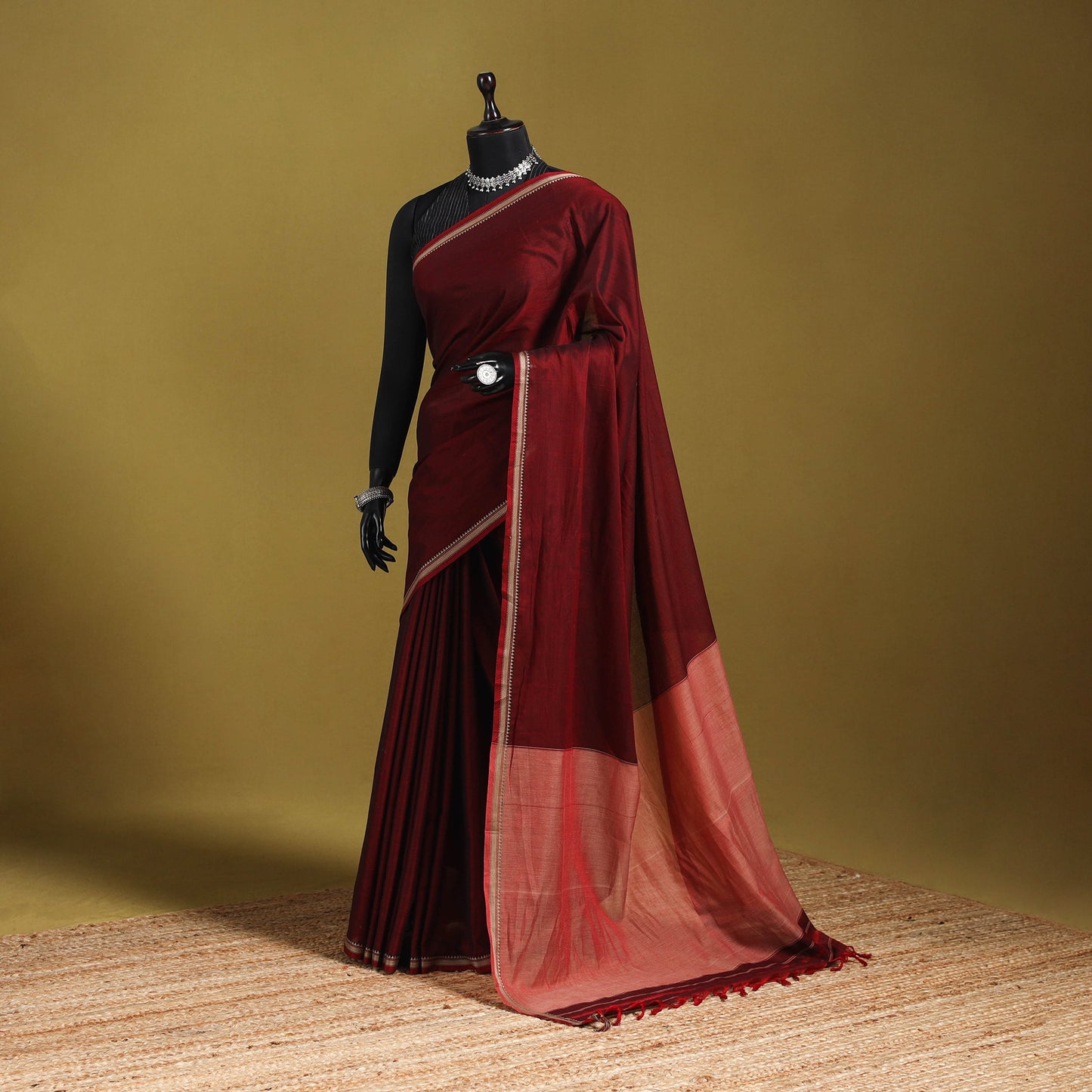 Dharwad cotton saree with border 19 - handcrafted