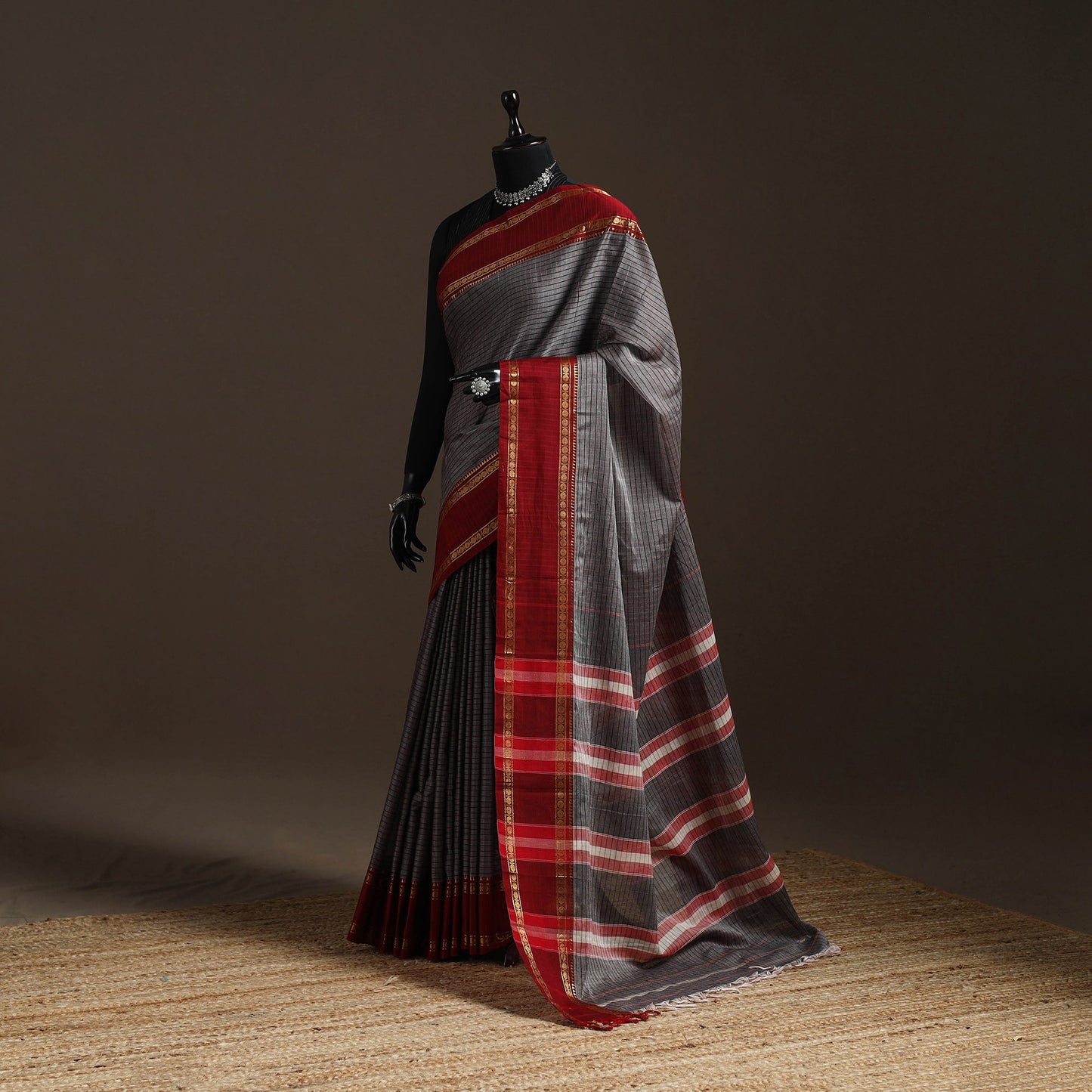 Dharwad cotton saree with border 21 - handcrafted