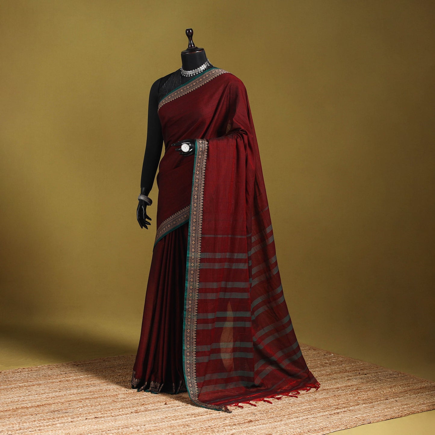 Dharwad cotton saree with border 22 - handcrafted