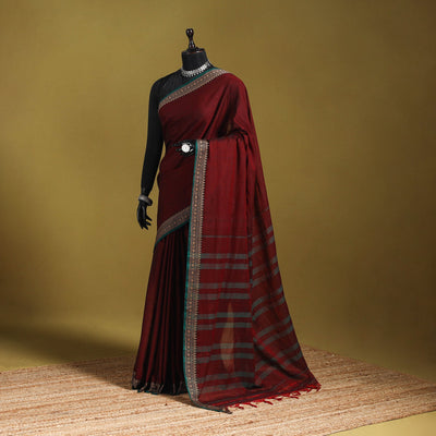 Dharwad cotton saree with border 22 - handcrafted