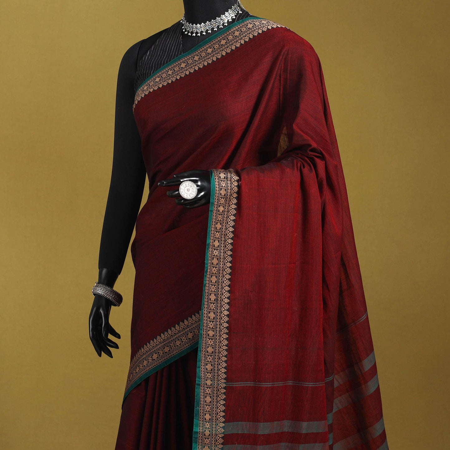 Dharwad cotton saree with border 22 - handcrafted