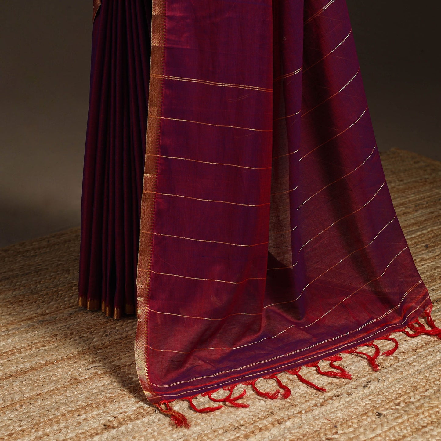 Dharwad cotton saree with border 22 - handcrafted