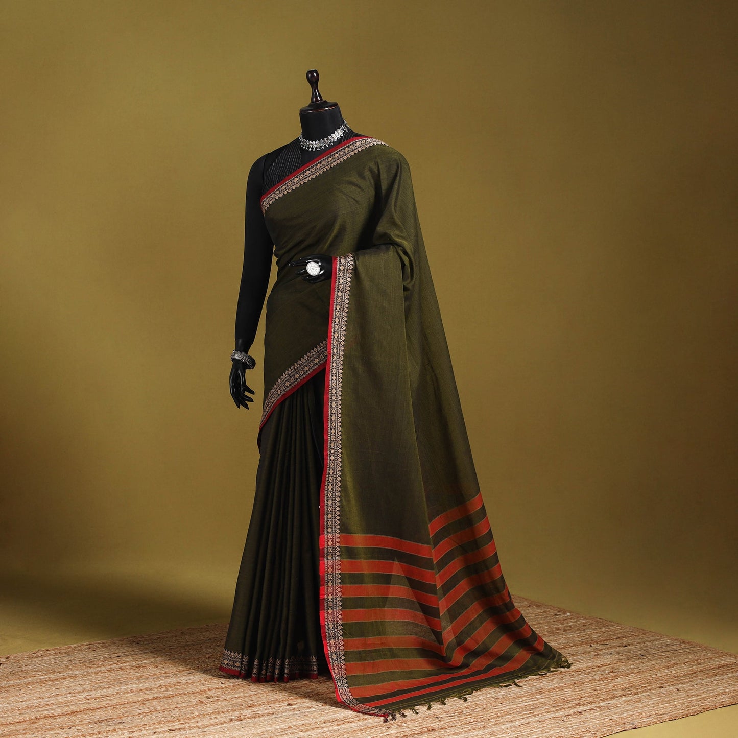 Dharwad cotton saree with border 24 - handcrafted