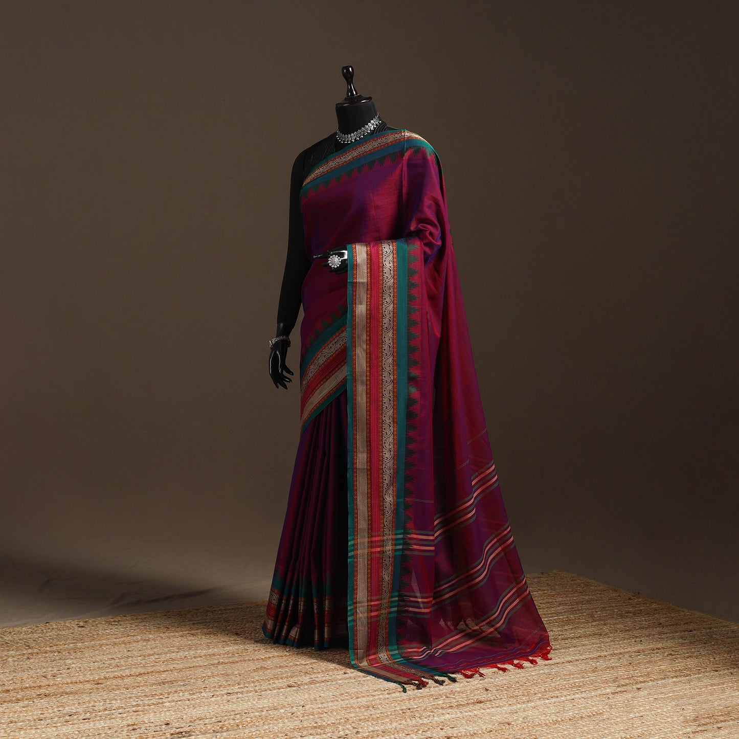 Dharwad cotton saree with border 25 - handcrafted