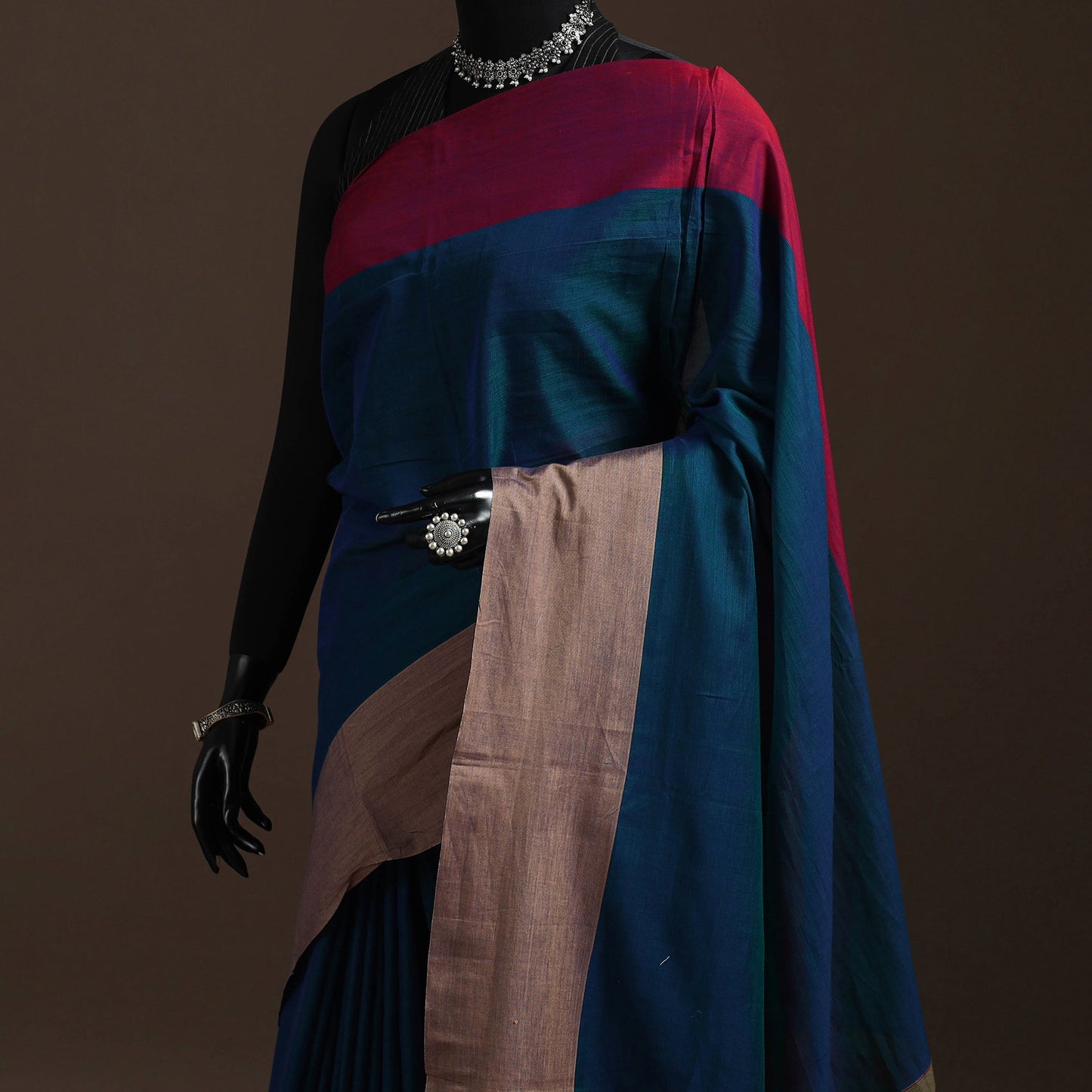 Dharwad cotton saree with border 25 - handcrafted