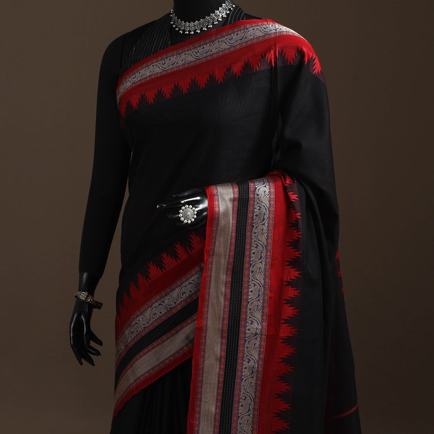 Dharwad cotton saree with border 26 - handcrafted