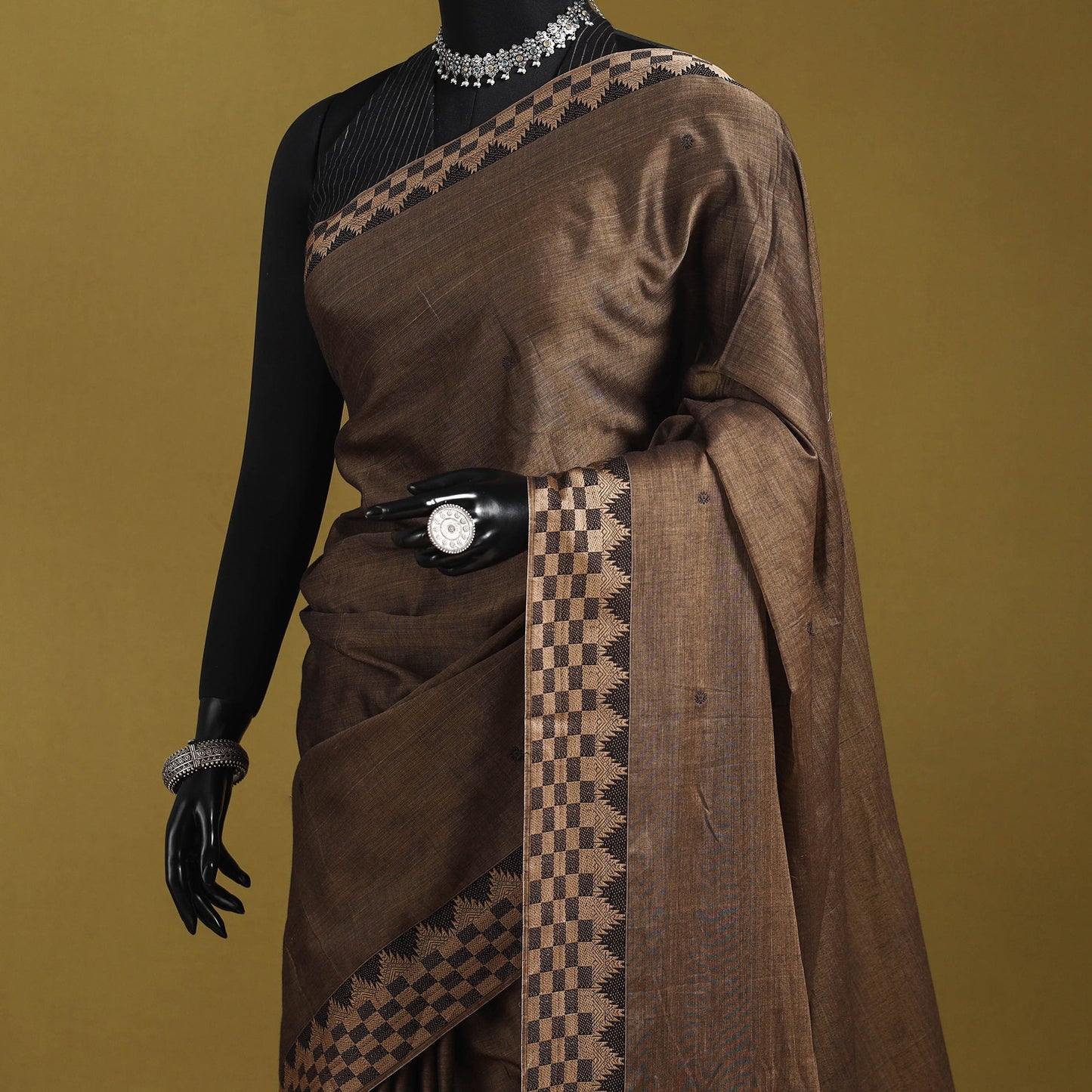 Dharwad cotton saree with border 27 - handcrafted