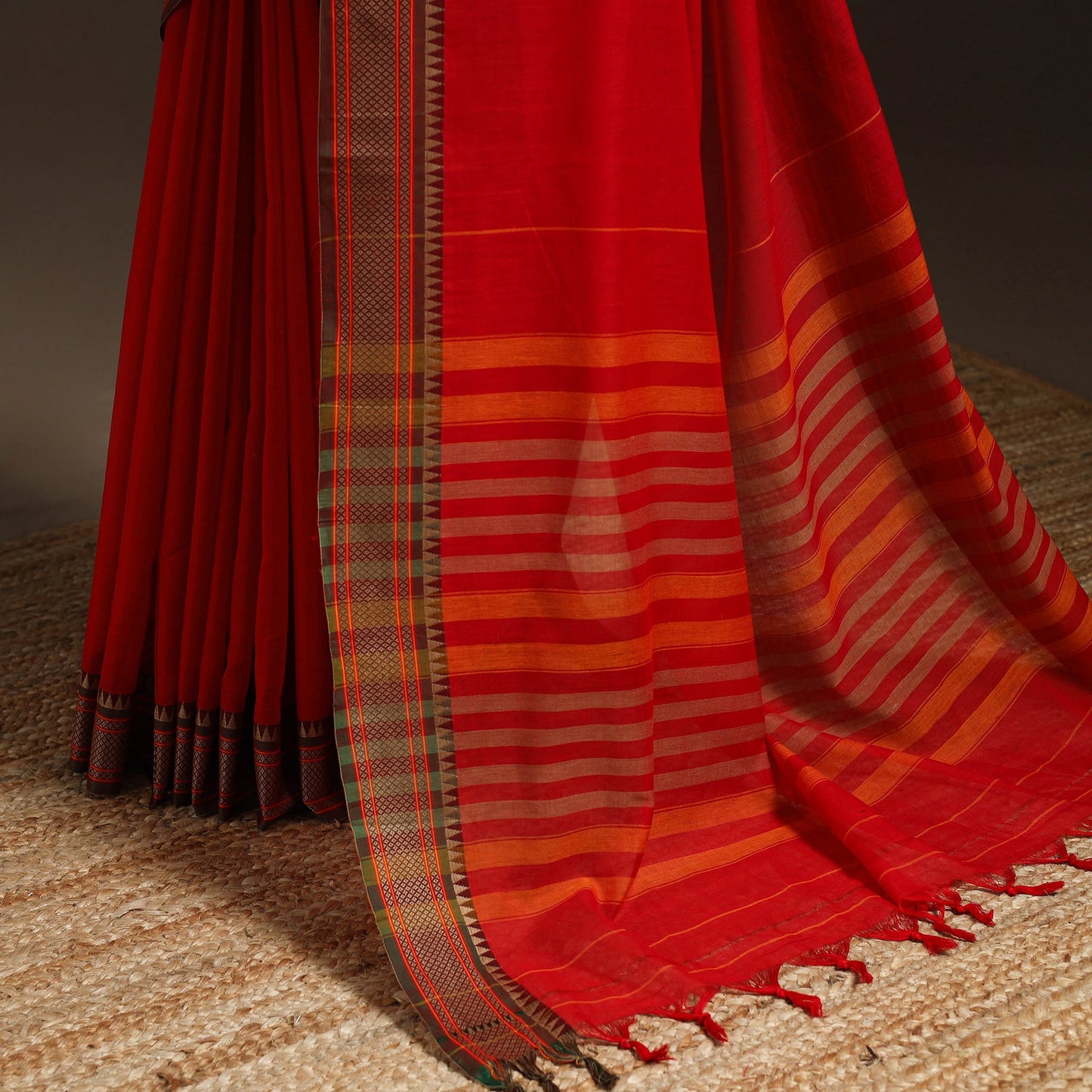 Dharwad cotton saree with border 28 - handcrafted