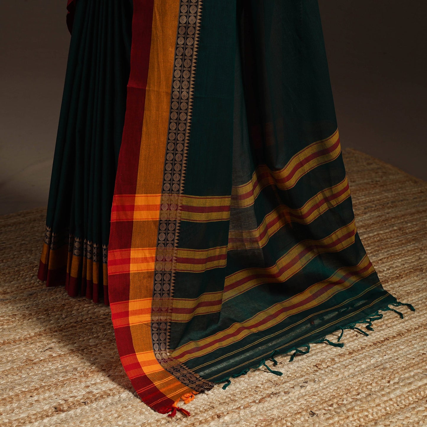 Dharwad cotton saree with border 29 - handcrafted