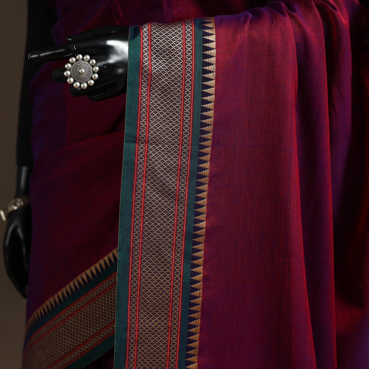 Dharwad cotton saree with border 31 - handcrafted