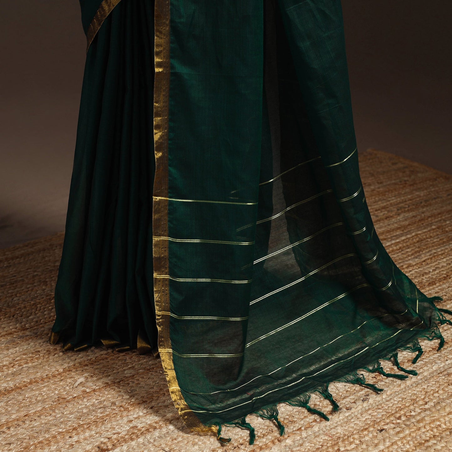 Dharwad cotton saree with border 33 - handcrafted