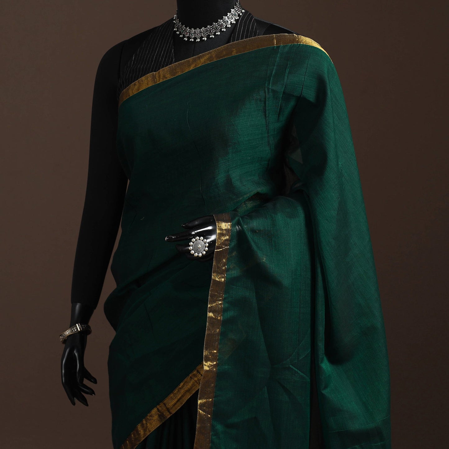 Dharwad cotton saree with border 33 - handcrafted