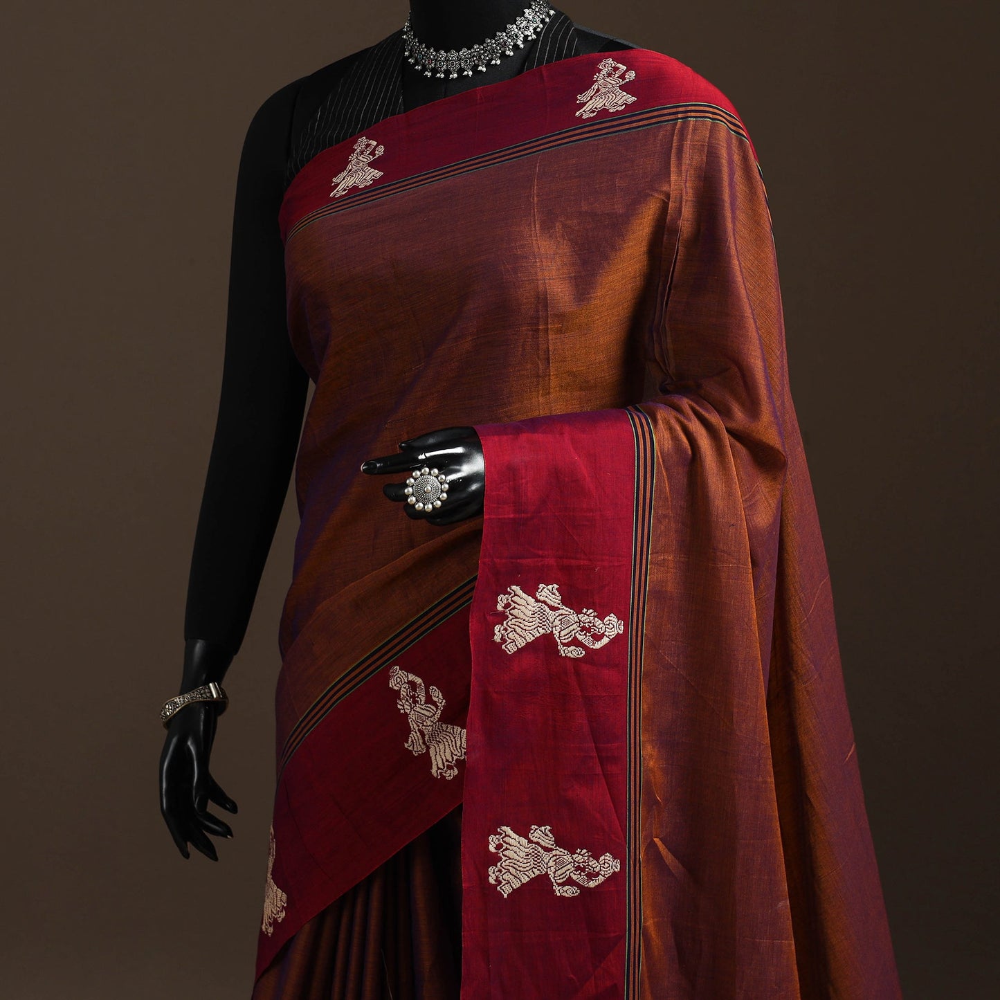 Dharwad cotton saree with border 35 - handcrafted