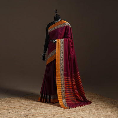 Dharwad cotton saree with border 35 - handcrafted