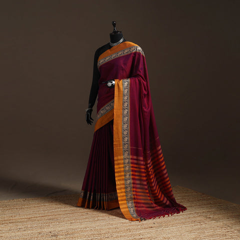 Dharwad cotton saree with border 35 - handcrafted