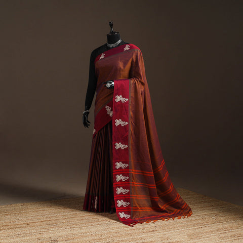 Dharwad cotton saree with border 35 - handcrafted