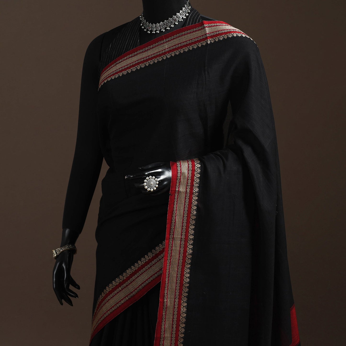 Dharwad cotton saree with border 36 - handcrafted