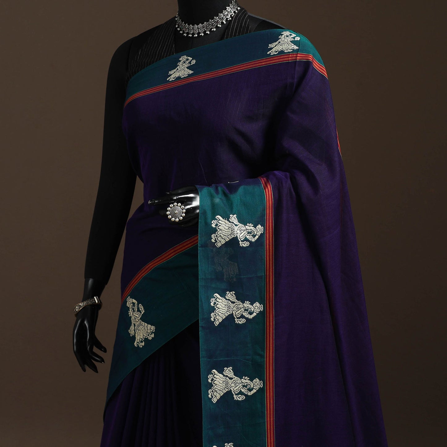 Dharwad cotton saree with border 36 - handcrafted