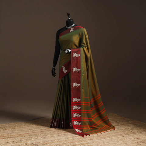 Dharwad cotton saree with border 37 - handcrafted