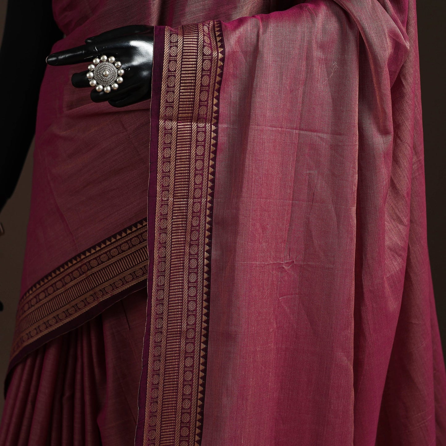 Dharwad cotton saree with border 39 - handcrafted