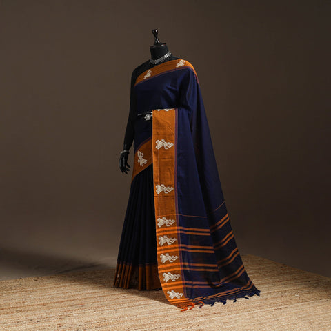 Dharwad cotton saree with border 41 - handcrafted