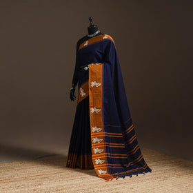 Dharwad cotton saree with border 41 - handcrafted