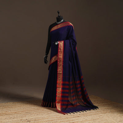 Dharwad cotton saree with border 42 - handcrafted