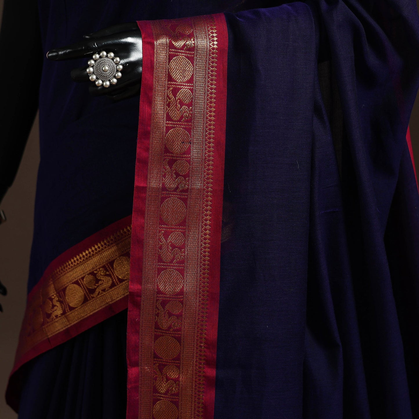 Dharwad cotton saree with border 42 - handcrafted