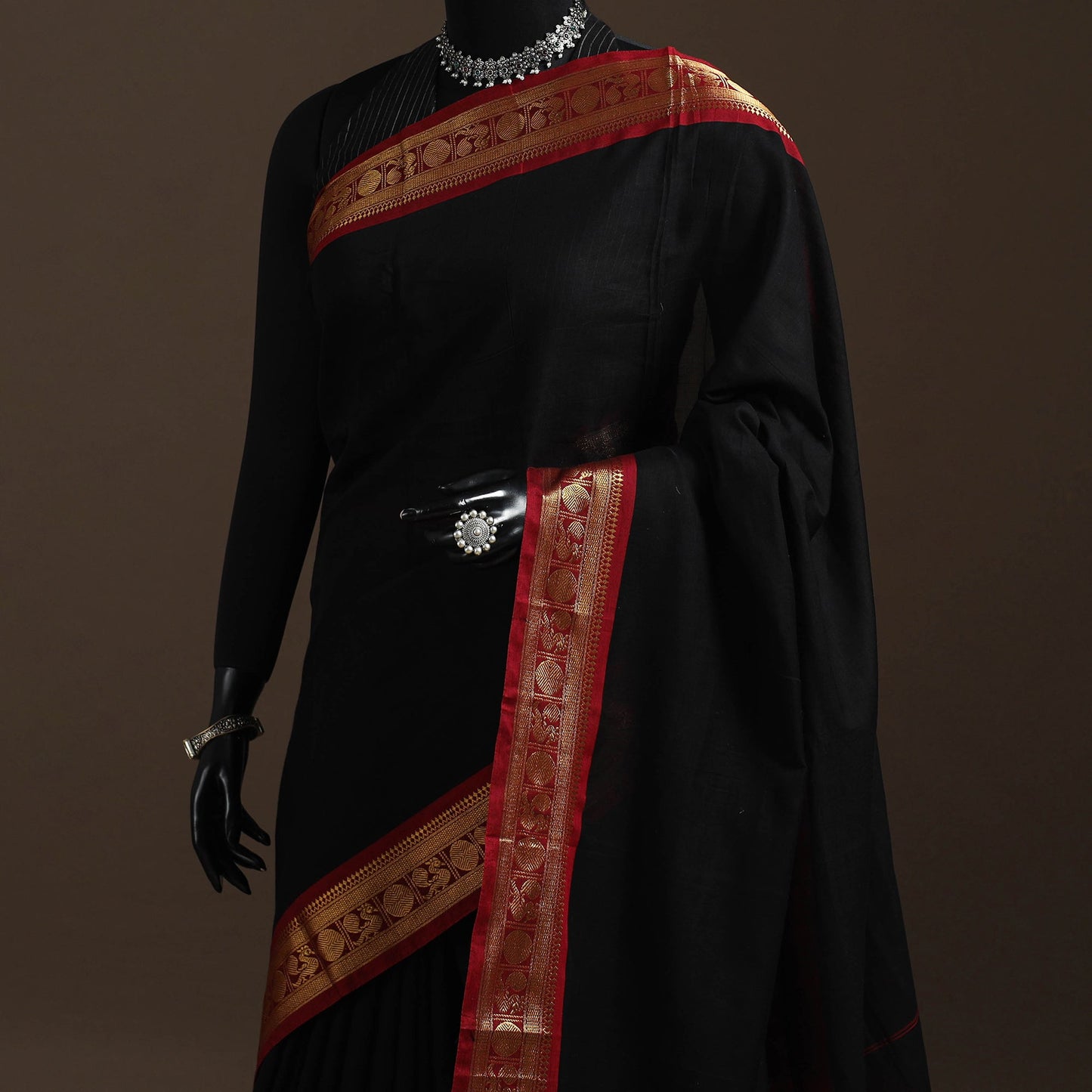 Dharwad cotton saree with border 43 - handcrafted