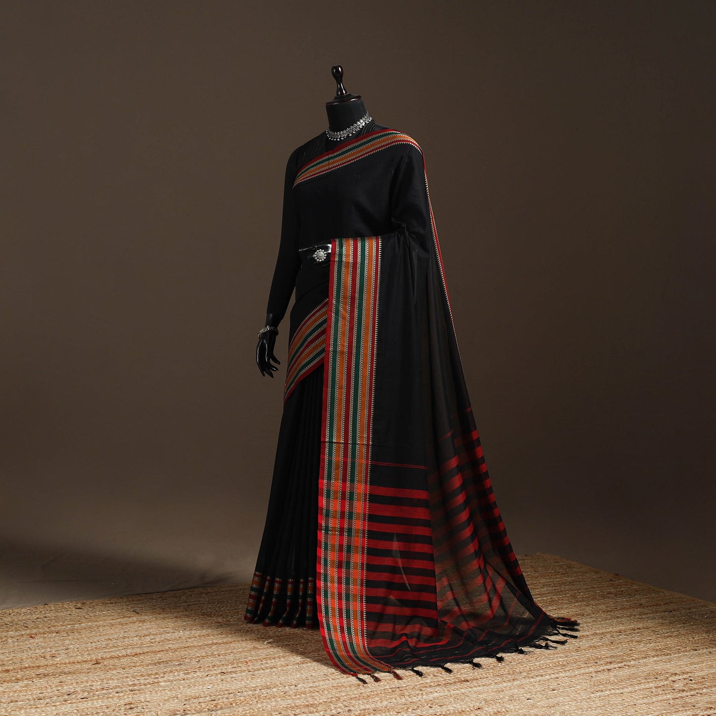 Dharwad cotton saree with border 43 - handcrafted