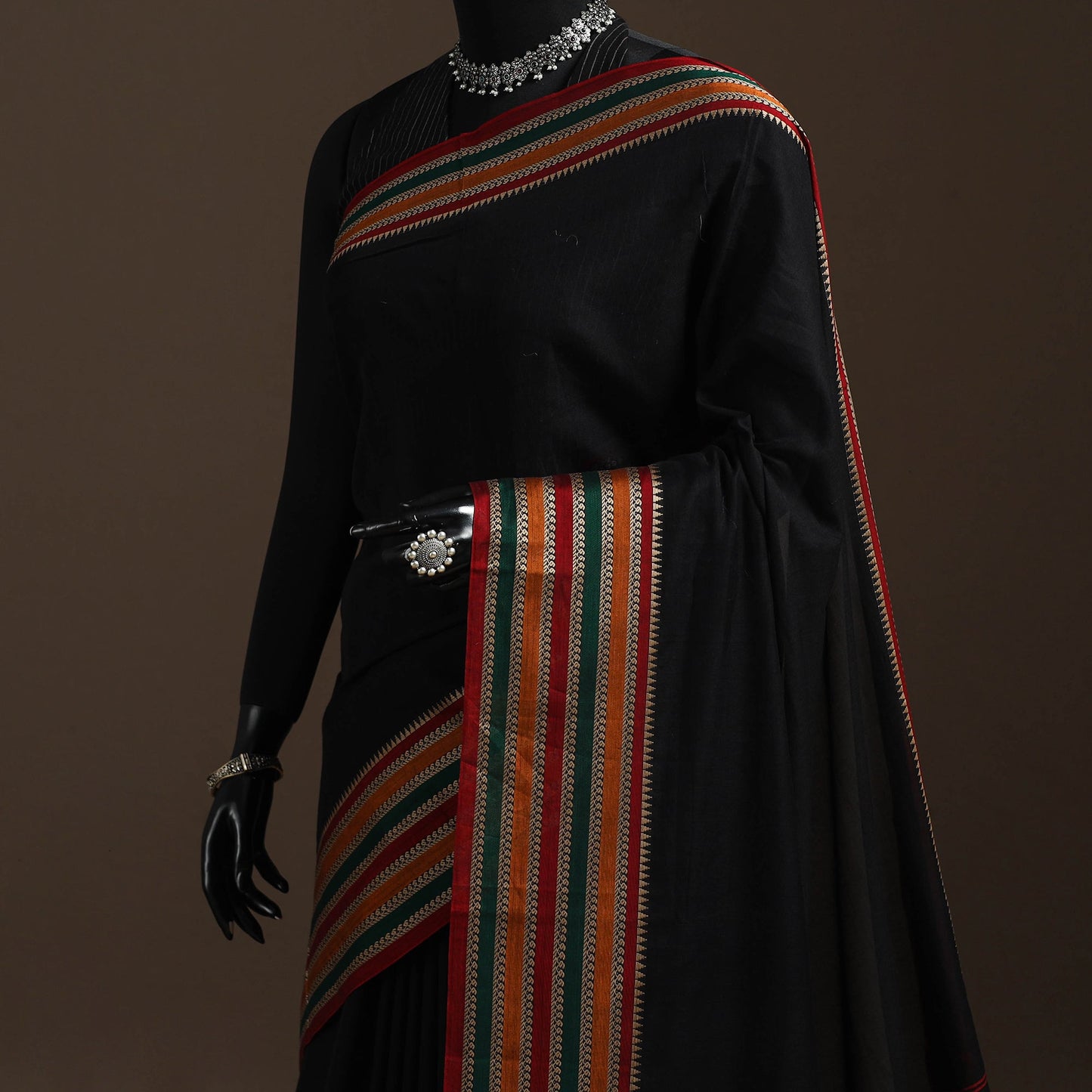 Dharwad cotton saree with border 43 - handcrafted