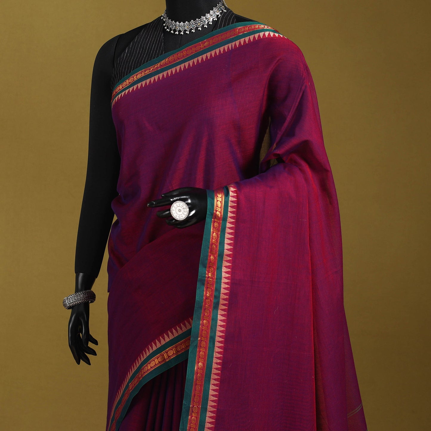 Dharwad cotton saree with border 44 - handcrafted