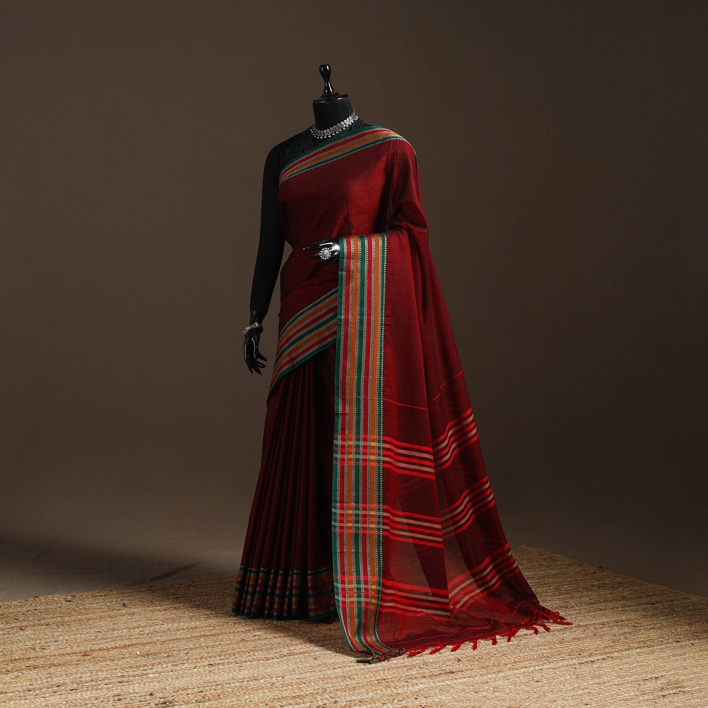 Dharwad cotton saree with border 44 - handcrafted