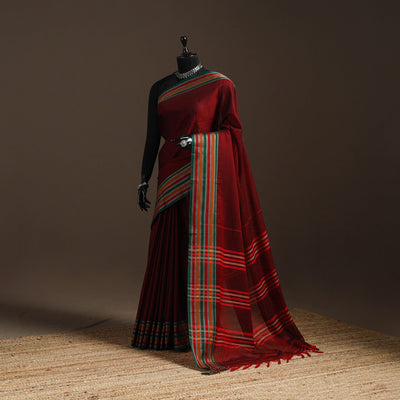 Dharwad cotton saree with border 44 - handcrafted