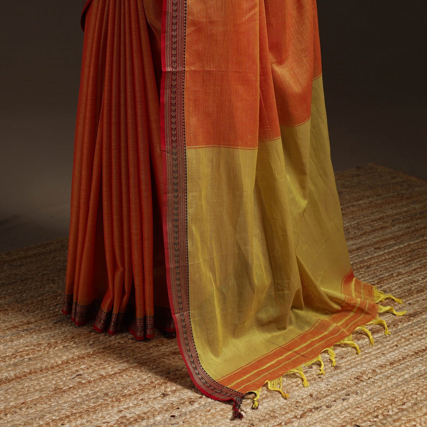 Dharwad cotton saree with border 44 - handcrafted