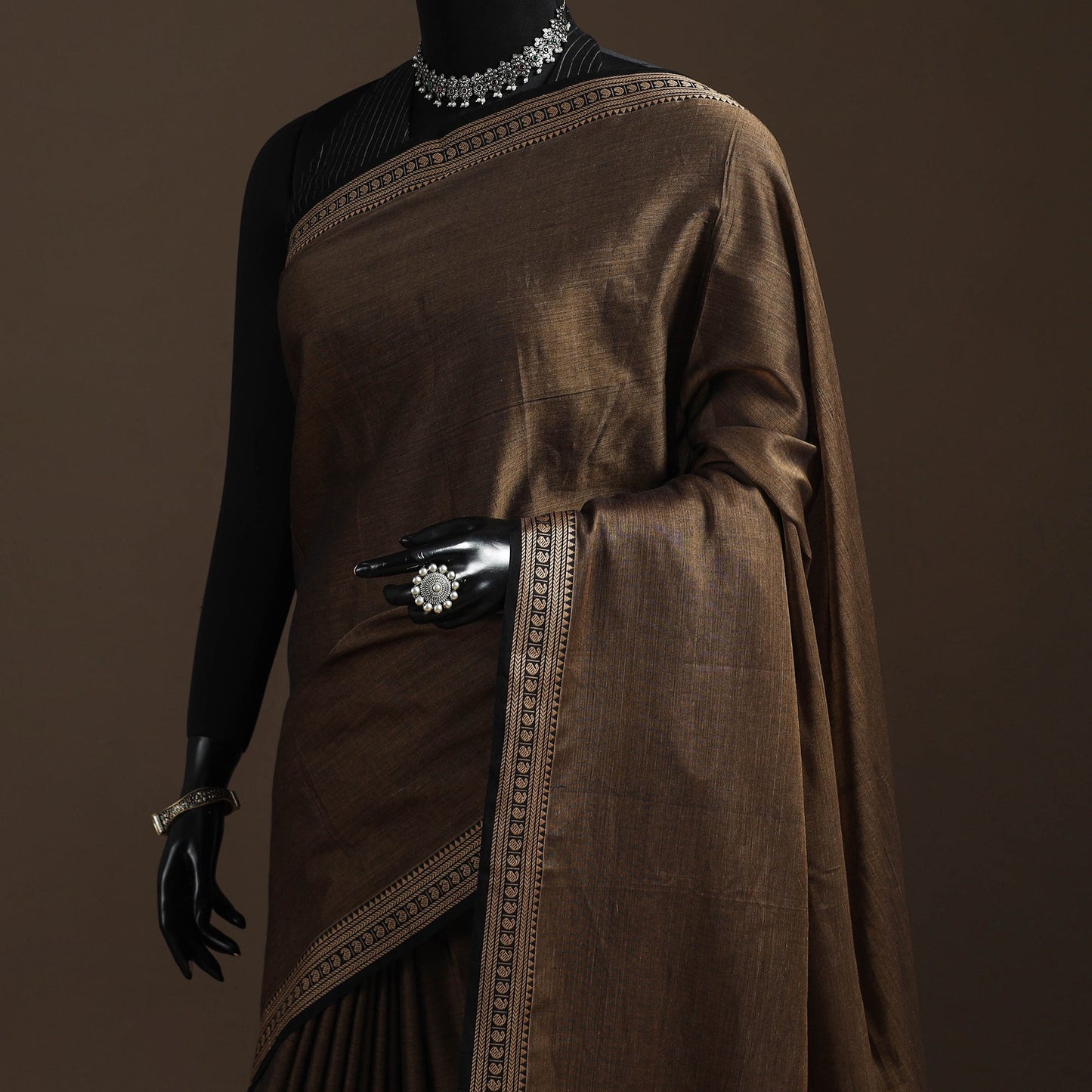 Dharwad cotton saree with border 45 - handcrafted