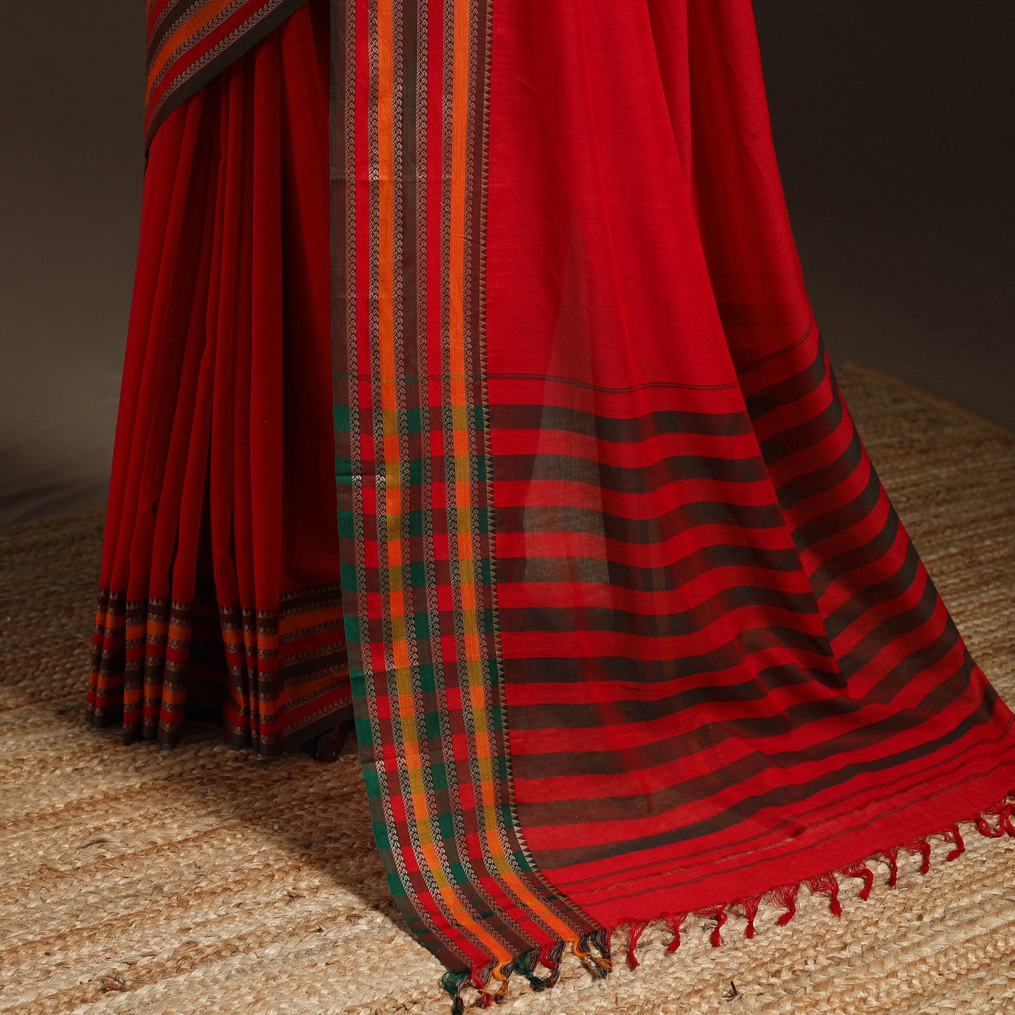 Dharwad cotton saree with border 45 - handcrafted