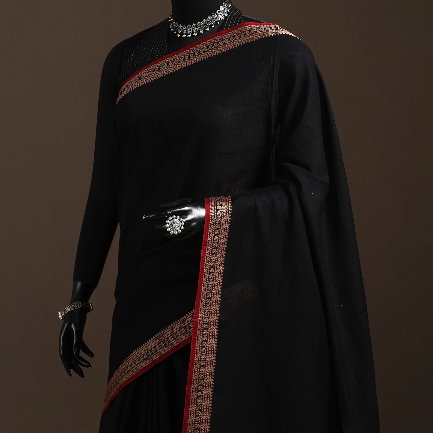 Dharwad cotton saree with border 46 - handcrafted