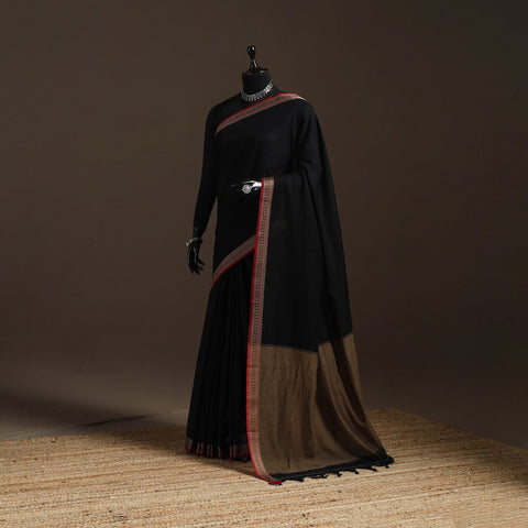 Dharwad cotton saree with border 46 - handcrafted