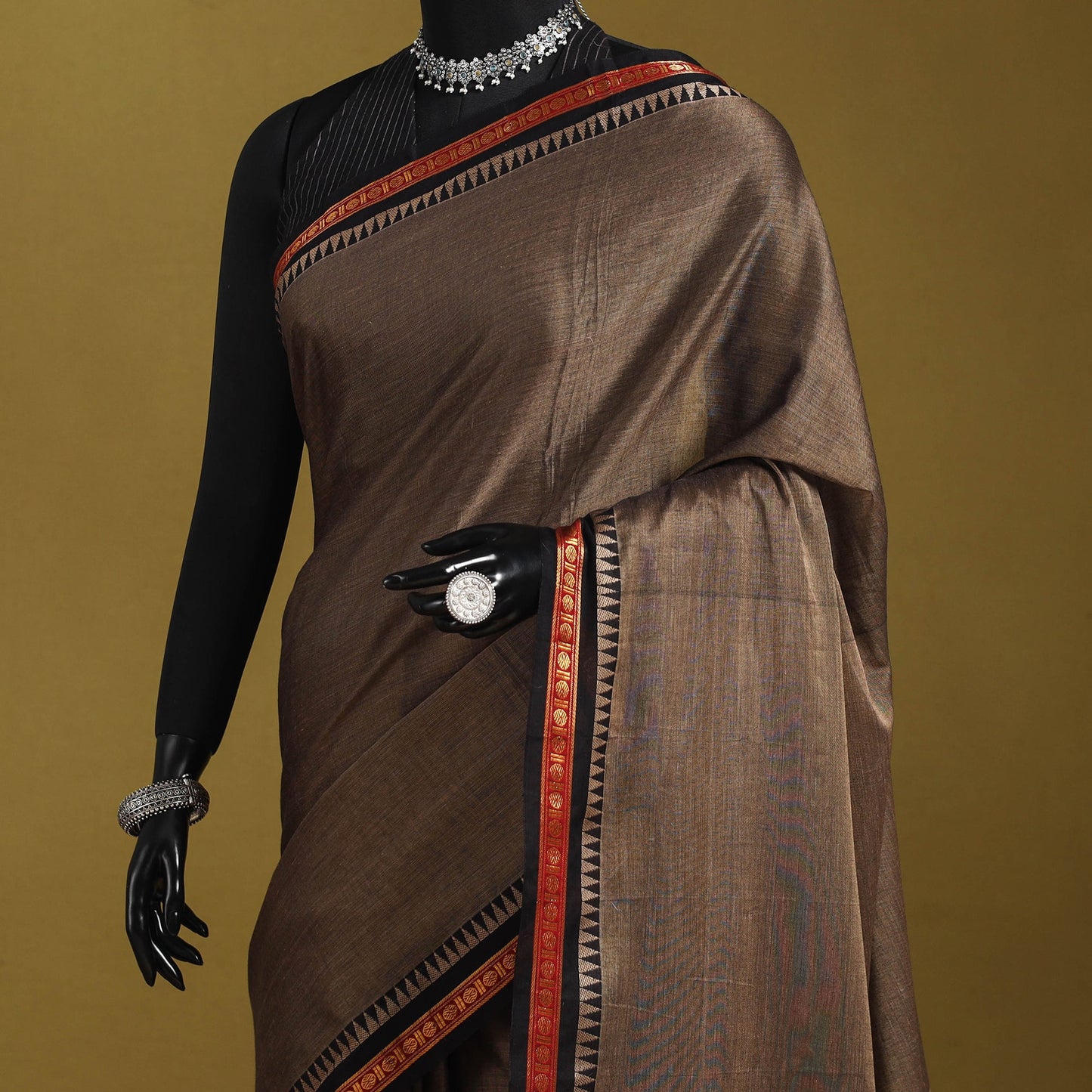 Dharwad cotton saree with border 48 - handcrafted
