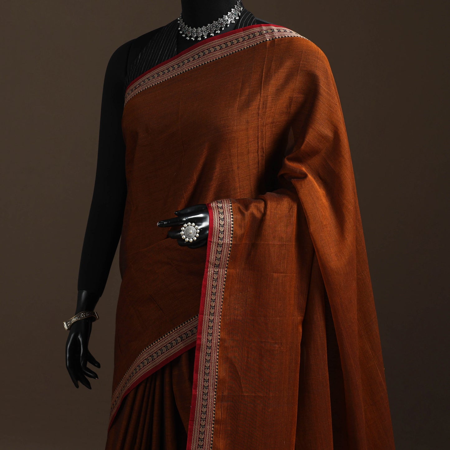 Dharwad cotton saree with border 49 - handcrafted