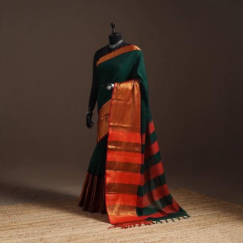 Dharwad cotton saree with border 49 - handcrafted