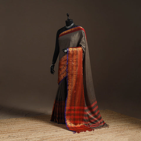 Dharwad cotton saree with border 51 - handcrafted