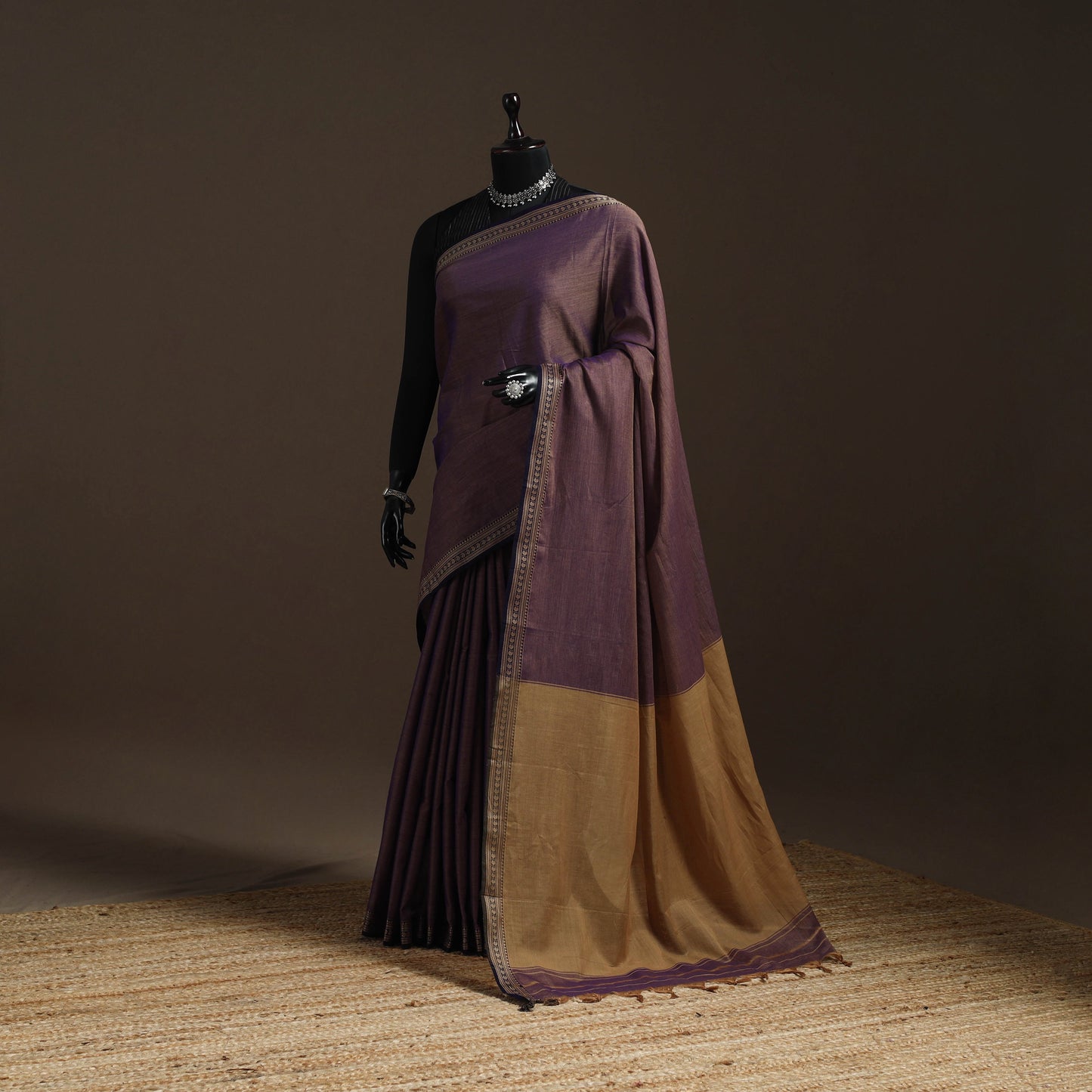 Dharwad cotton saree with border 52 - handcrafted