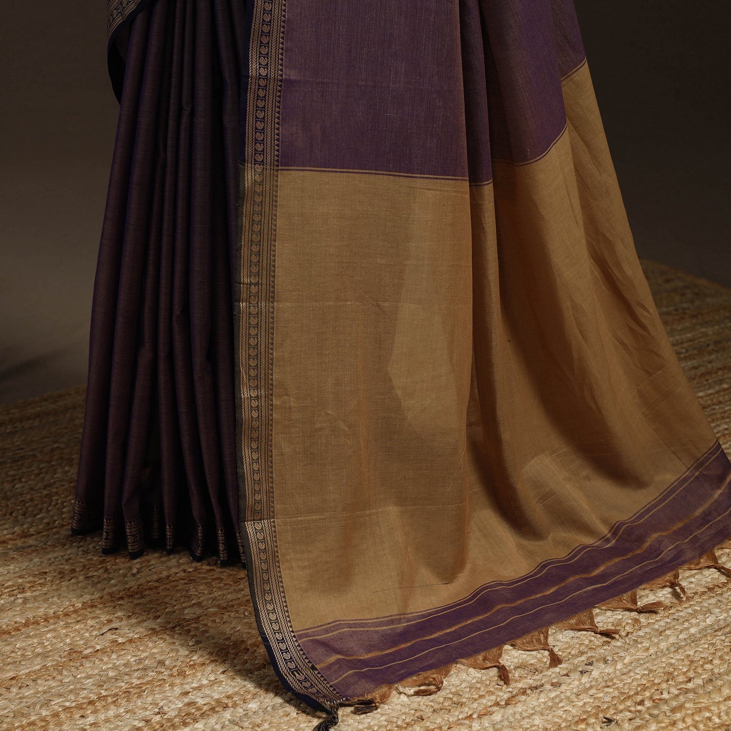 Dharwad cotton saree with border 52 - handcrafted