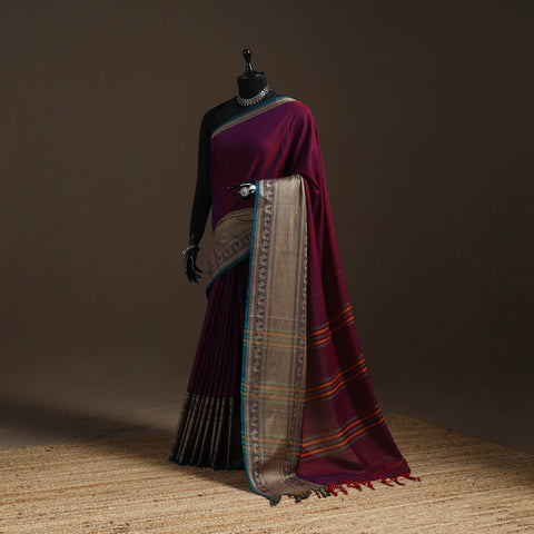 Dharwad cotton saree with border 54 - handcrafted