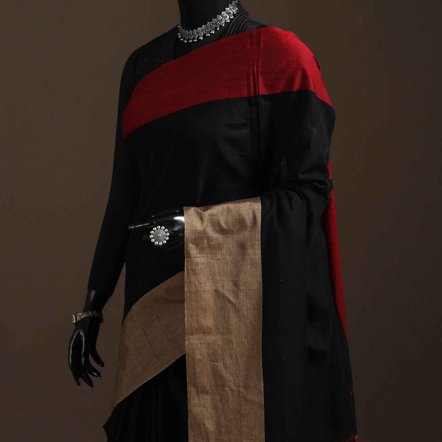 Dharwad cotton saree with border 54 - handcrafted